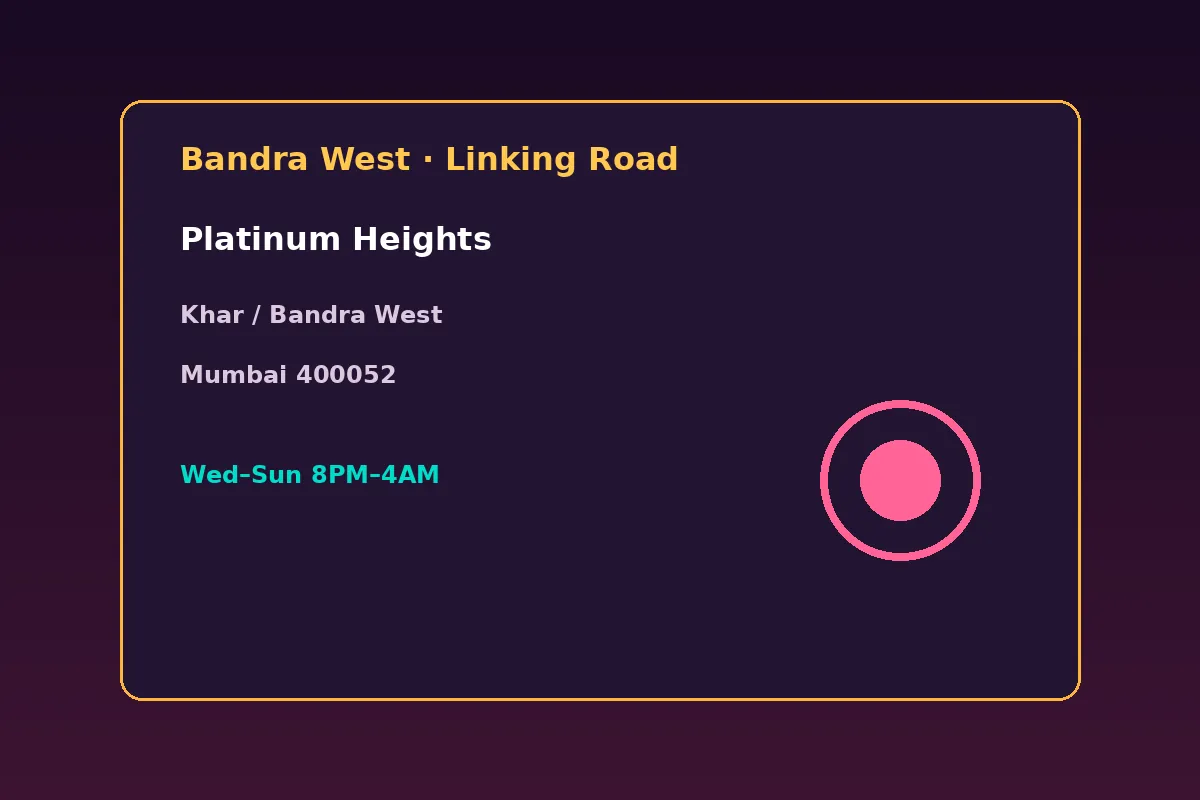 Illustrated map card for 91 club Bandra West on Linking Road Mumbai
