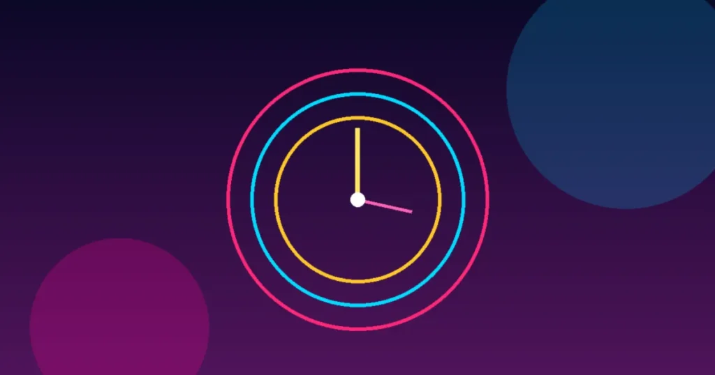 Stylized neon clock illustration for 91 club timings Gurugram night hours